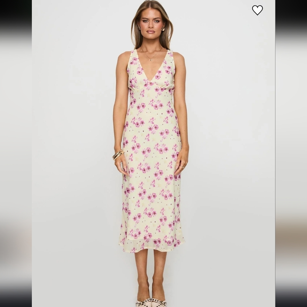 Princess Polly NELLIE MIDI DRESS YELLOW FLORAL- US 4